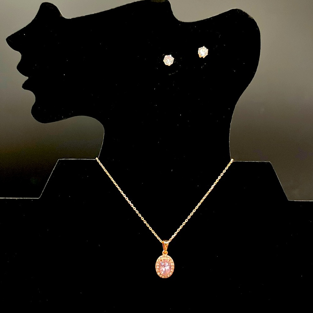 NWT City by City Crystal and Rose Gold Necklace and Earring set
